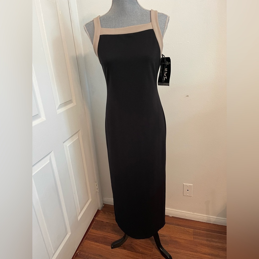 All that Jazz Black and Tan Midi Dress. Size Medium